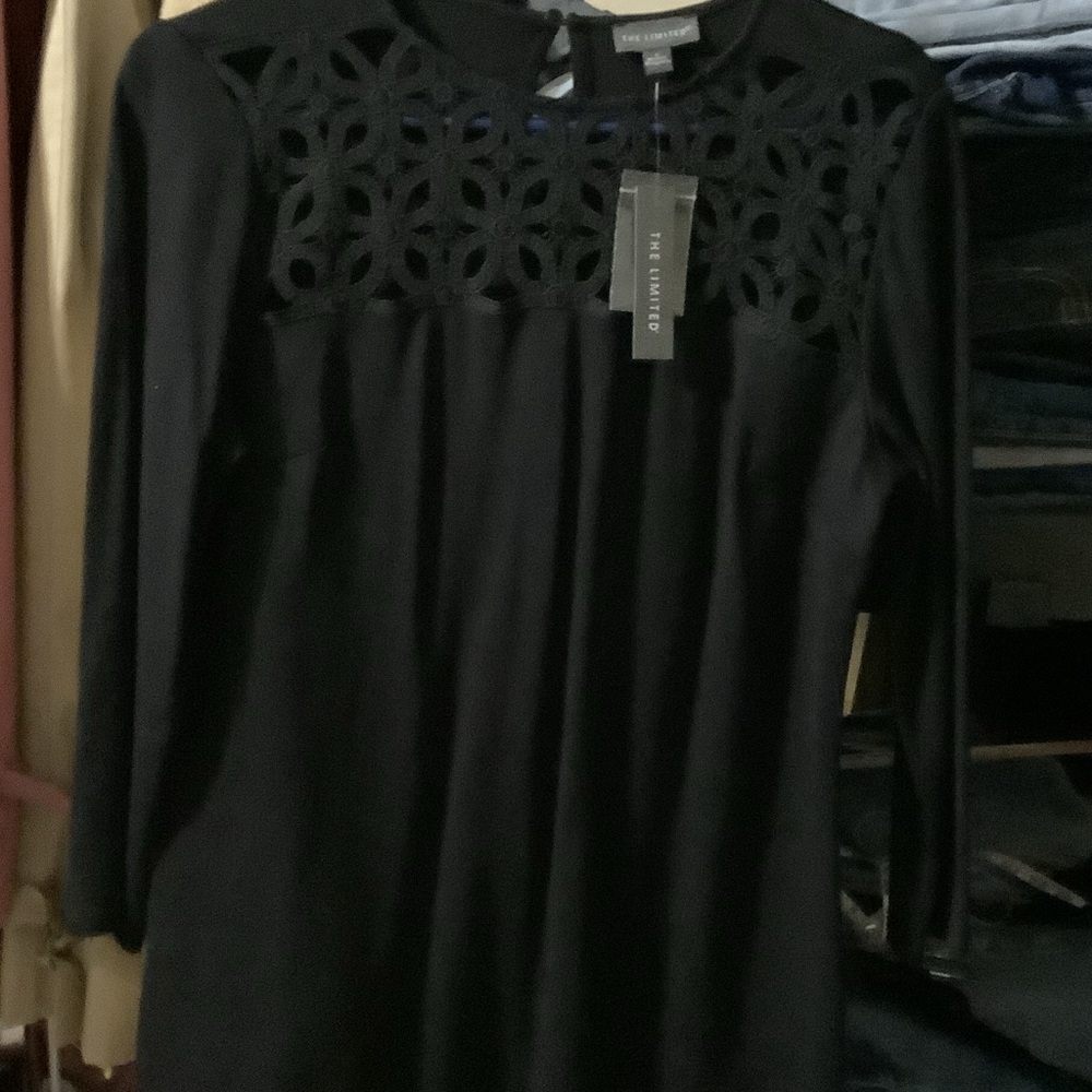 The Limited Black Lace Detail Blouse, small,‎ new
